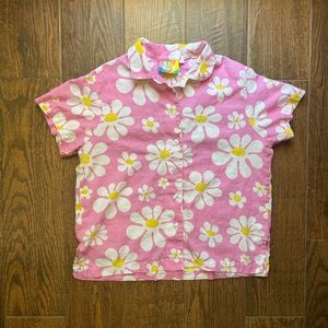 Big Bud Press Pink Floral Lazy Daisy Buttondown XS